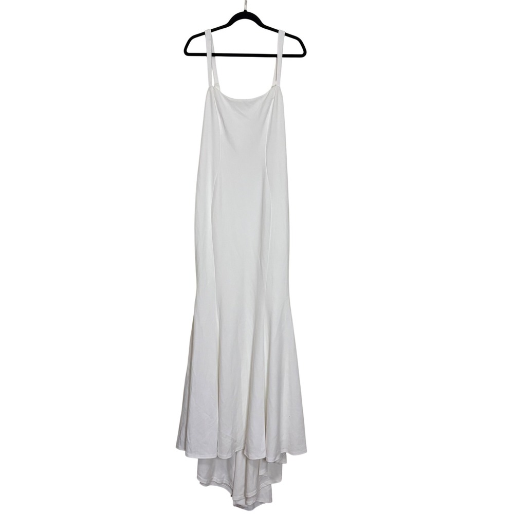Lulus‎ White Square Neck Fishtail Gown Maxi Dress Adjustable Straps Size L